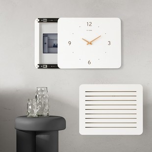 电表箱装饰画新款带时钟配电箱遮挡竖款挂钟电闸遮丑免打孔