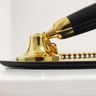 防丢固定银行桌面柜台台笔刻字定制粘笔座办公带线前台笔台式笔