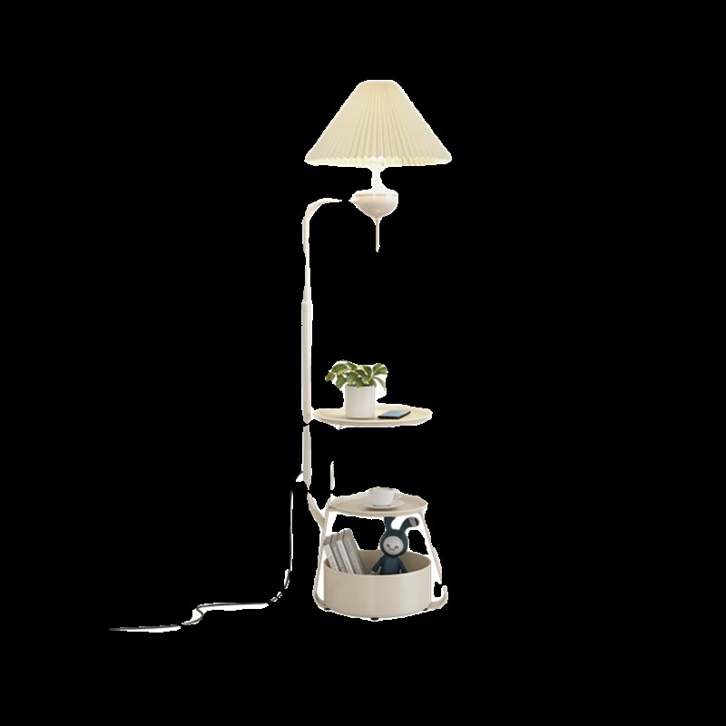 奶油风边几落地灯客厅沙发置物摆件灯卧室床头柜一体台灯无线充电