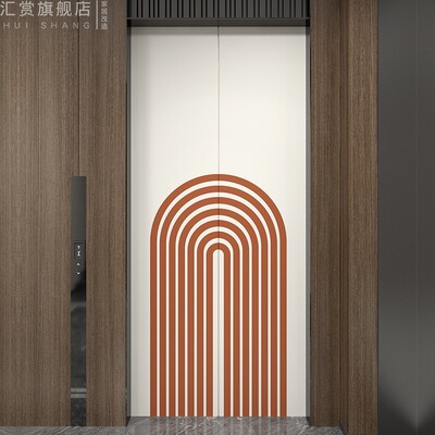 入户电梯门纸装饰一梯一户膜自粘防水定制防火门翻新画
