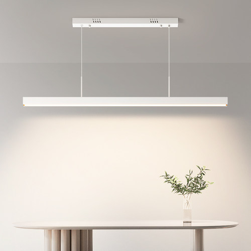 一字饭厅吊灯现代办公室吧台灯具极简长条餐桌吊灯白色饭厅灯