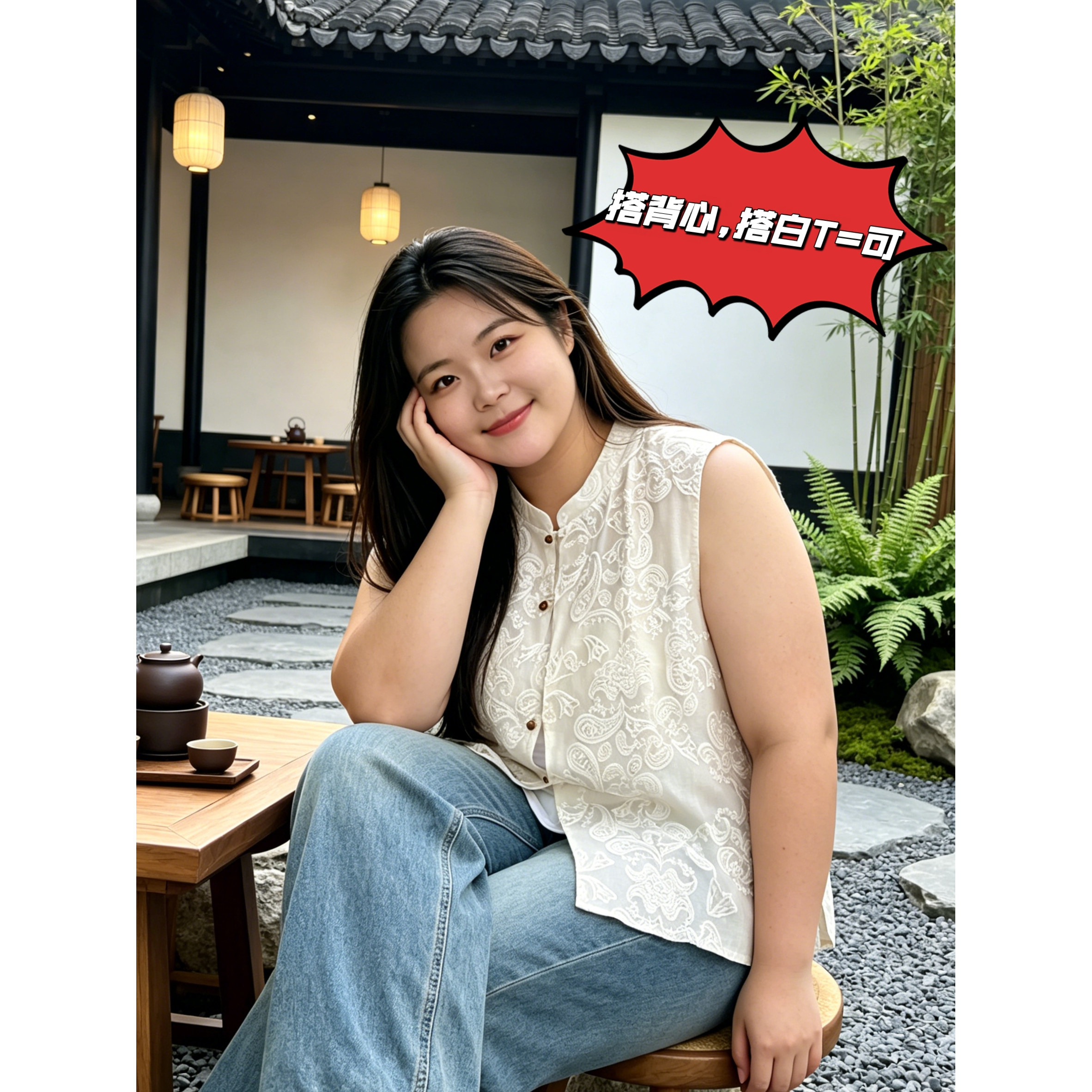大码蕾丝马甲背心女薄外搭