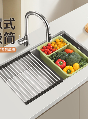 欧琳水槽304不锈钢厨房家用水槽洗菜盆纳米大单槽加厚水池洗碗盆