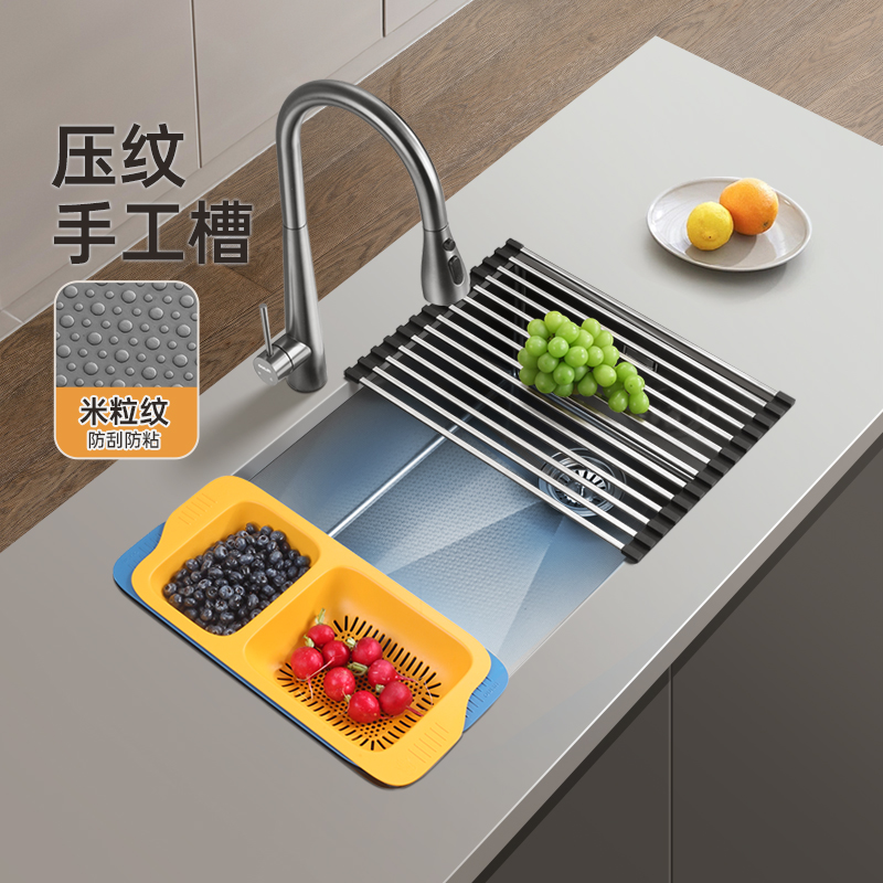 欧琳水槽单槽304不锈钢压纹水槽