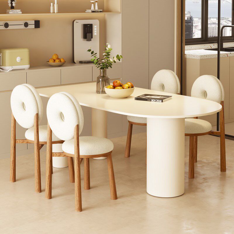 岩板餐桌小户型家用饭桌法式奶油风半圆岛台现代餐桌椅子,住宅家具,岩板餐桌,淘宝优惠券,粉丝福利购,淘宝优惠卷