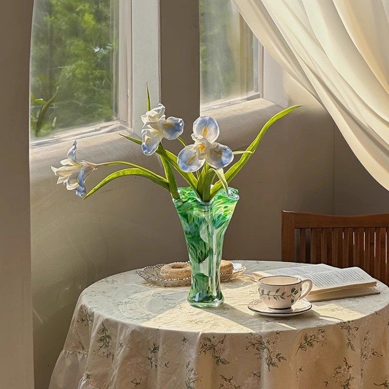 珠光翠波玻璃瓶法式复古客厅桌面水养插装饰器玄关摆设,家居饰品,花瓶,淘宝优惠券,粉丝福利购,淘宝优惠卷