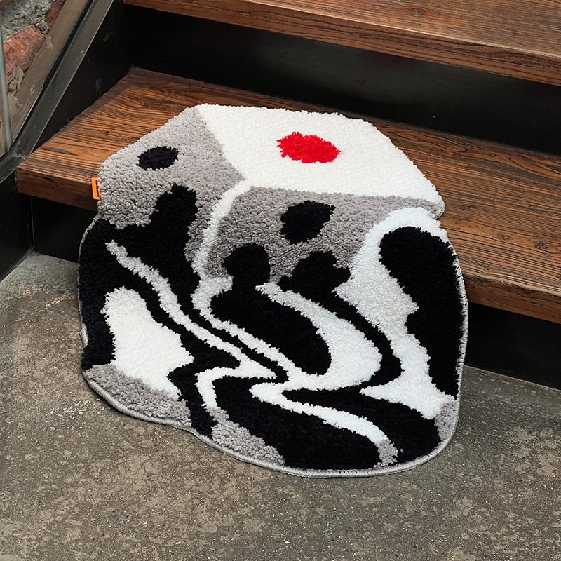 左咸敦道簇绒家用亲肤柔软地毯异形卧室床边毯浴室防滑吸水地垫