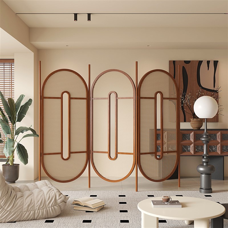 设计师现代藤编屏风隔断客厅入户酒店餐厅装饰家用小户型玄关折屏