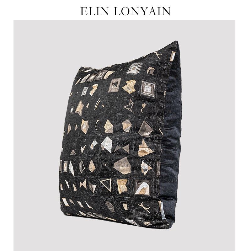 L LON现代灰黑金色几何提肌理靠垫抱枕样板房方腰枕,居家布艺,靠垫/抱枕,淘宝优惠券,粉丝福利购,淘宝优惠卷