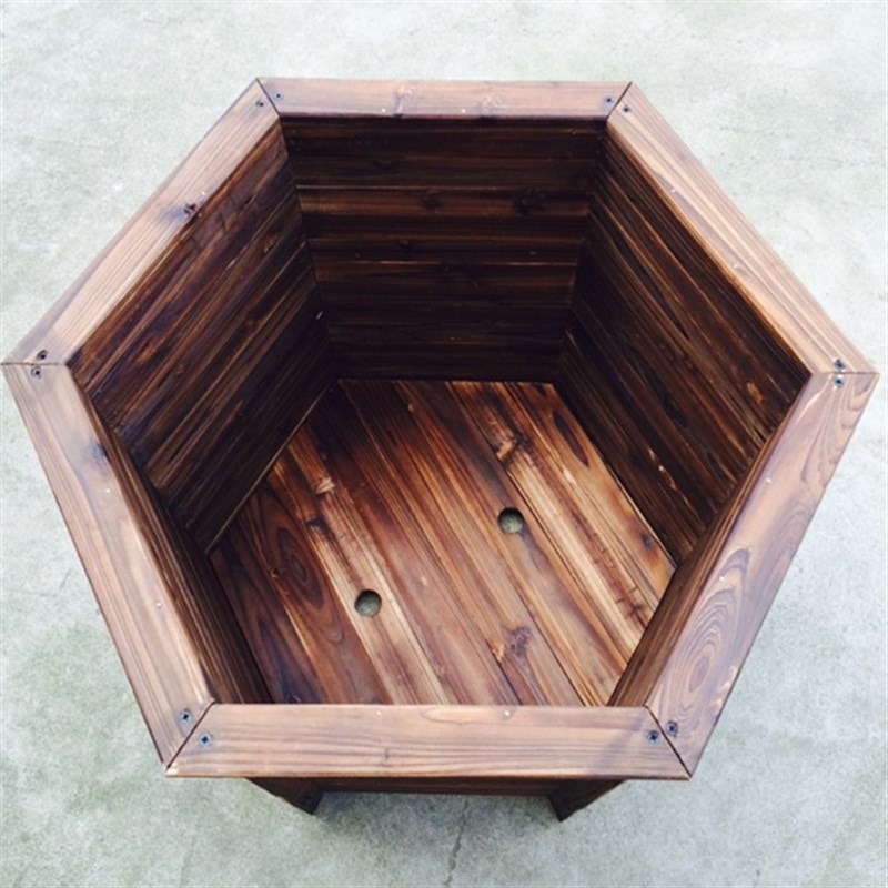 防腐木花箱实木花盆特大六角花桶种树盆花盆多肉室外木质花池盆景