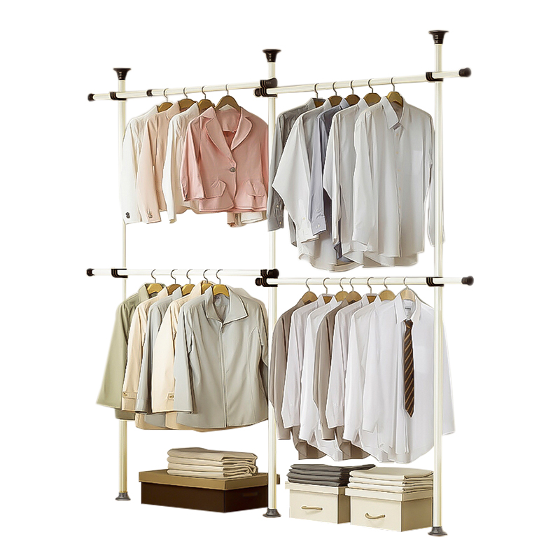 顶天立地挂衣架落地衣架卧室免打孔单杆式多功能衣帽架晾衣架