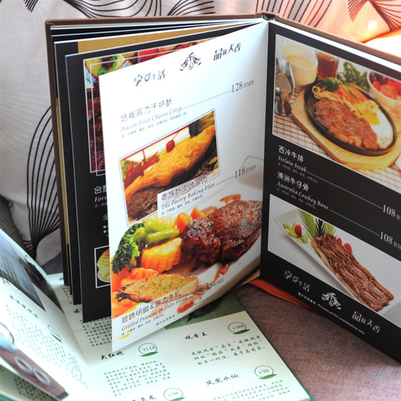 菜谱设计制作定制高档加厚点菜单菜谱本蝴蝶精装画册同学录价目表