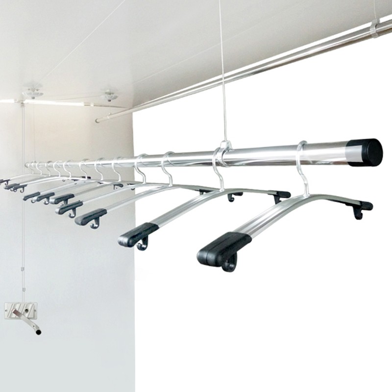 晾衣架升降手摇挂衣架阳台卧室单杆杆式手动晒被杆凉衣杆锈钢