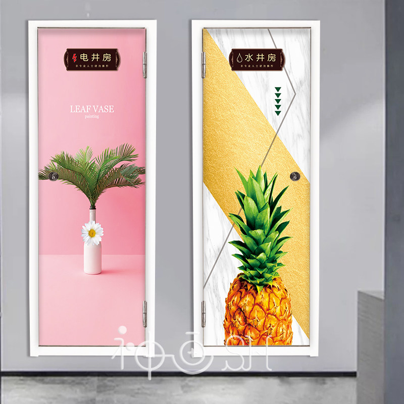 新猫咪电井门贴纸自粘定制电井门翻新贴画9走廊装饰画爱