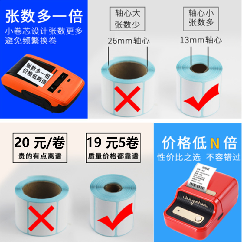 小卷芯三防不干胶热敏标签纸PDA打印纸50x30*40 核酸检测医用食品