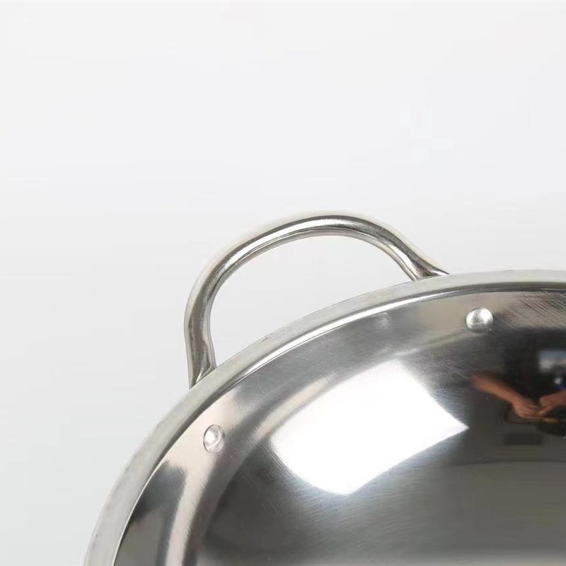 加厚不锈钢干锅锅仔双耳酒吧商用小火锅酒精炉火锅盆圆底锅平底锅