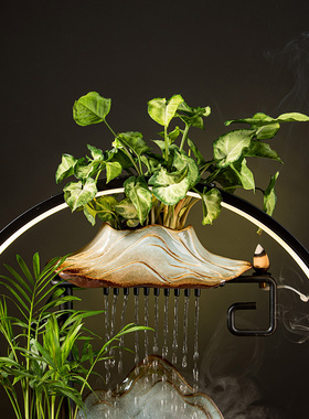 中式流水器假山喷泉景观加湿雾化家居客厅办公室摆设业礼品