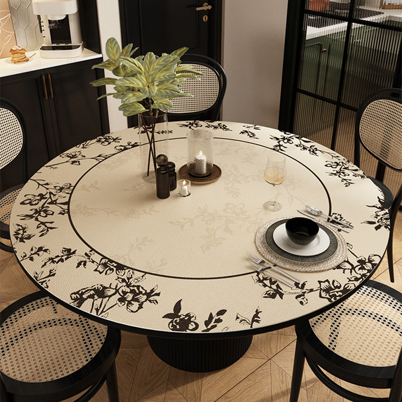 圆桌桌布高级感防水防油免洗桌垫圆形台布餐桌膜耐高温防烫硅胶垫,居家布艺,桌布,淘宝优惠券,粉丝福利购,淘宝优惠卷