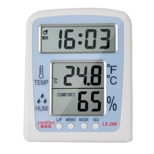 朗迪信电子数显精度温度计新款精准室内温湿度计表闹钟时间
