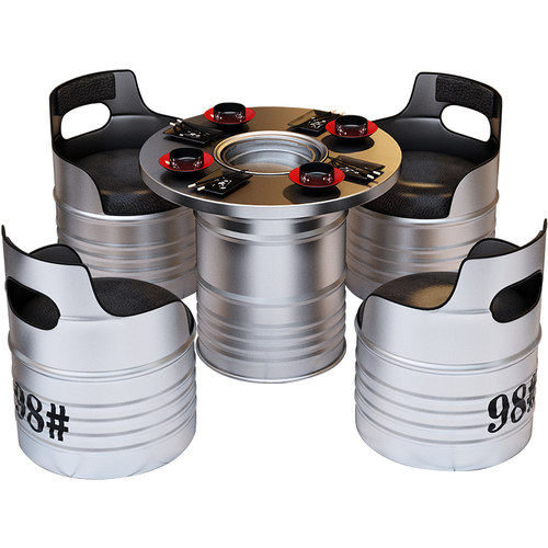 商用工业风方圆形韩式炭烤肉火锅烧烤店铁艺油桶餐桌椅