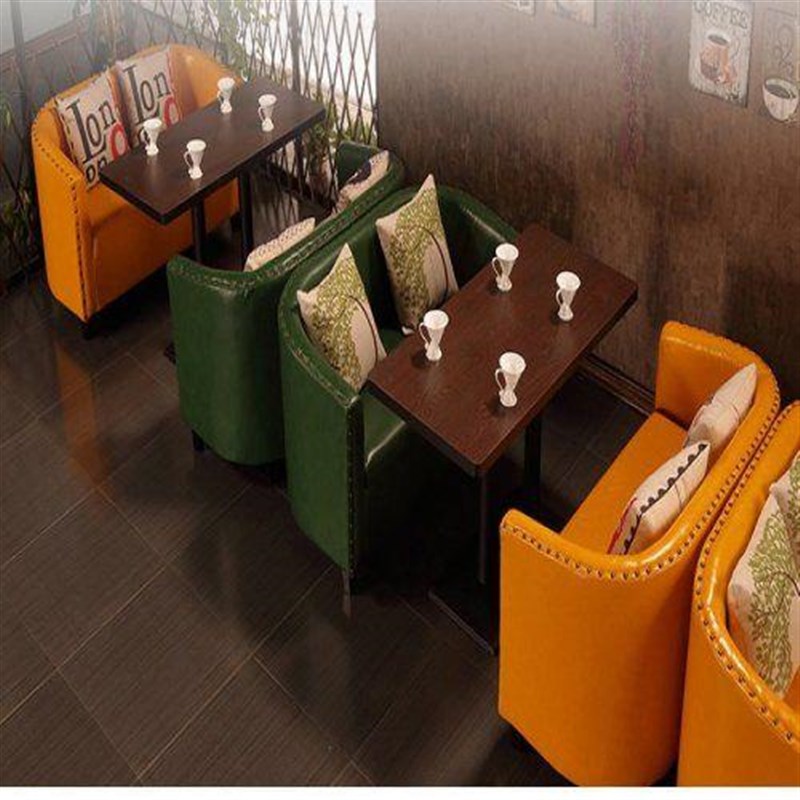 复古奶茶店沙发桌椅甜饮品清酒吧咖啡馆西餐厅休闲皮卡座沙发