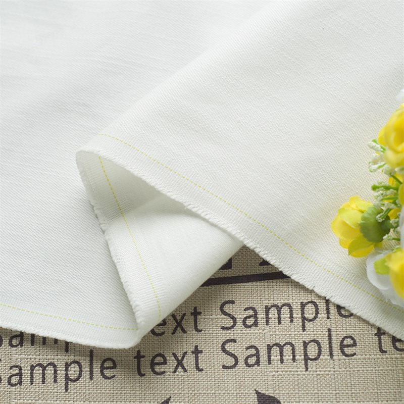 优质斜纹竹节弹力布料加厚 米白色上衣阔腿裤 西裤时装布料