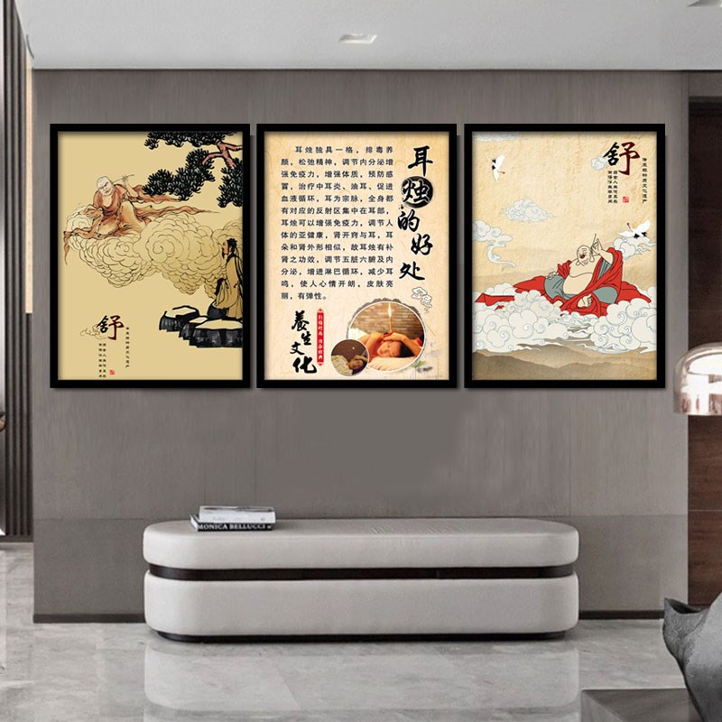 采耳图片中耳炎海报洗眼耳烛耳朵常见耳病症状挂图采耳店装饰挂画