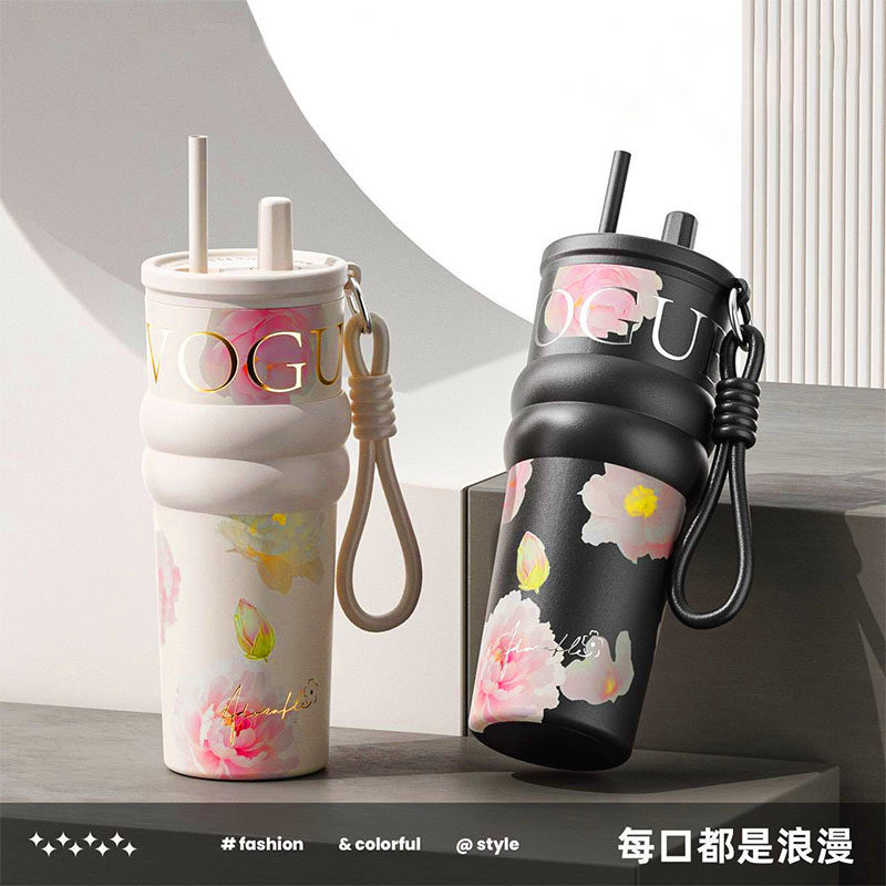 保温杯女生大容量高颜值吸管水