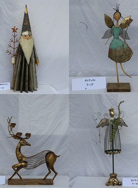 孤品大集合欧式烛台装饰做旧铁艺器复古园艺盆动物