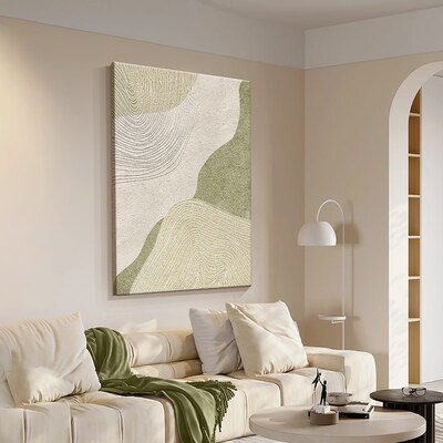 奶油风沙发背景墙装饰画抽象肌理画玄关挂画立体砂岩画客厅落地画