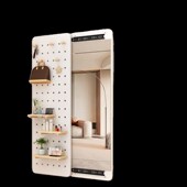 全身穿衣镜卧室洞洞板一体推拉关闭入户玄关隐藏试衣镜子