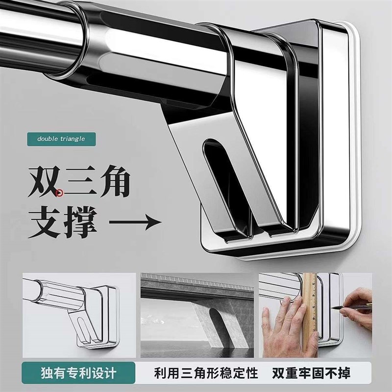 免打孔伸缩杆晾衣杆撑衣杆阳台家用挂衣杆不锈钢晾衣架衣杆窗帘杆