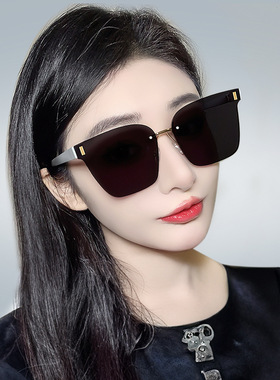 新款无框太阳镜防紫外线茶色墨镜女夏季高级感防晒眼镜sunglasses