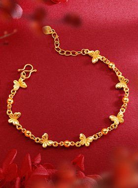 轻奢超仙金色小蝴蝶手链 气质简约镀k金色小仙女蝴蝶手链首饰