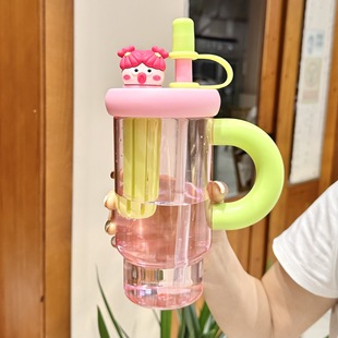 夏季 水杯女高颜值便携吸管杯2025新款 大容量耐高温耐摔塑料杯子