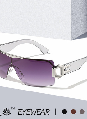 2023新款链条无框太阳镜女Y2K朋克运动太阳眼镜男彩色时尚眼镜