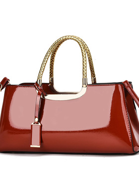 漆皮亮面结婚喜庆红色新娘包包2025新款伴娘女士手提包新款晚宴包