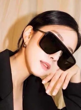 网红连体大框方形墨镜女复古ins黄色太阳镜 开车防紫外线男士眼镜