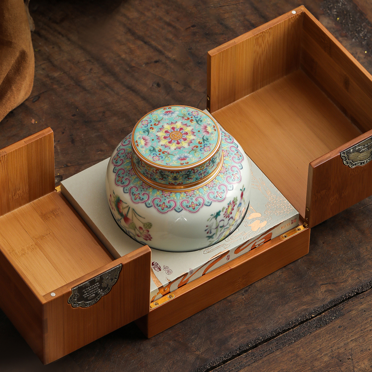 高档竹盒陶瓷茶叶罐包装礼盒空盒红茶绿茶白茶通用散茶装礼盒