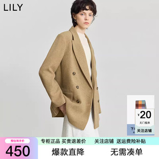 外套 羊毛混纺加厚复古气质通勤休闲高级感西装 LILY2025冬新款 女装