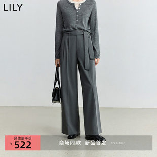 【商场同款】LILY2025秋新款女装格雷系收腰通勤阔腿裤休闲裤西裤