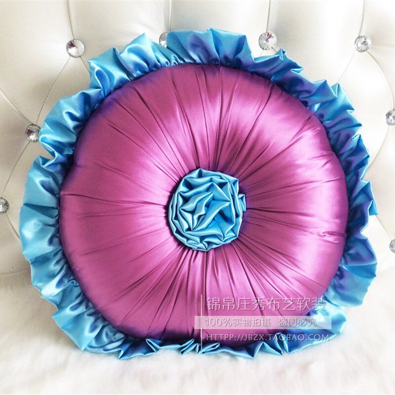 欧式抱枕新古典圆枕沙发靠垫床品装饰圆枕仿真丝午睡抱枕圆形含芯