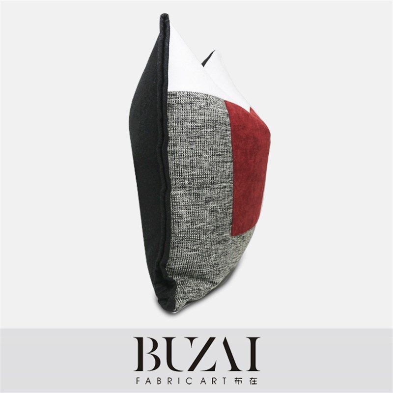 布在布艺红色黑色灰色拼接白色几何图案卧室抱枕样板房靠垫,居家布艺,靠垫/抱枕,淘宝优惠券,粉丝福利购,淘宝优惠卷