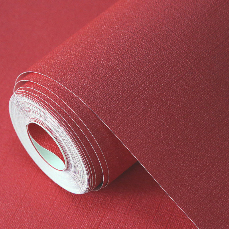 欧式现代红色酒红防水墙纸素色纯色立体卧室酒店T背景墙D