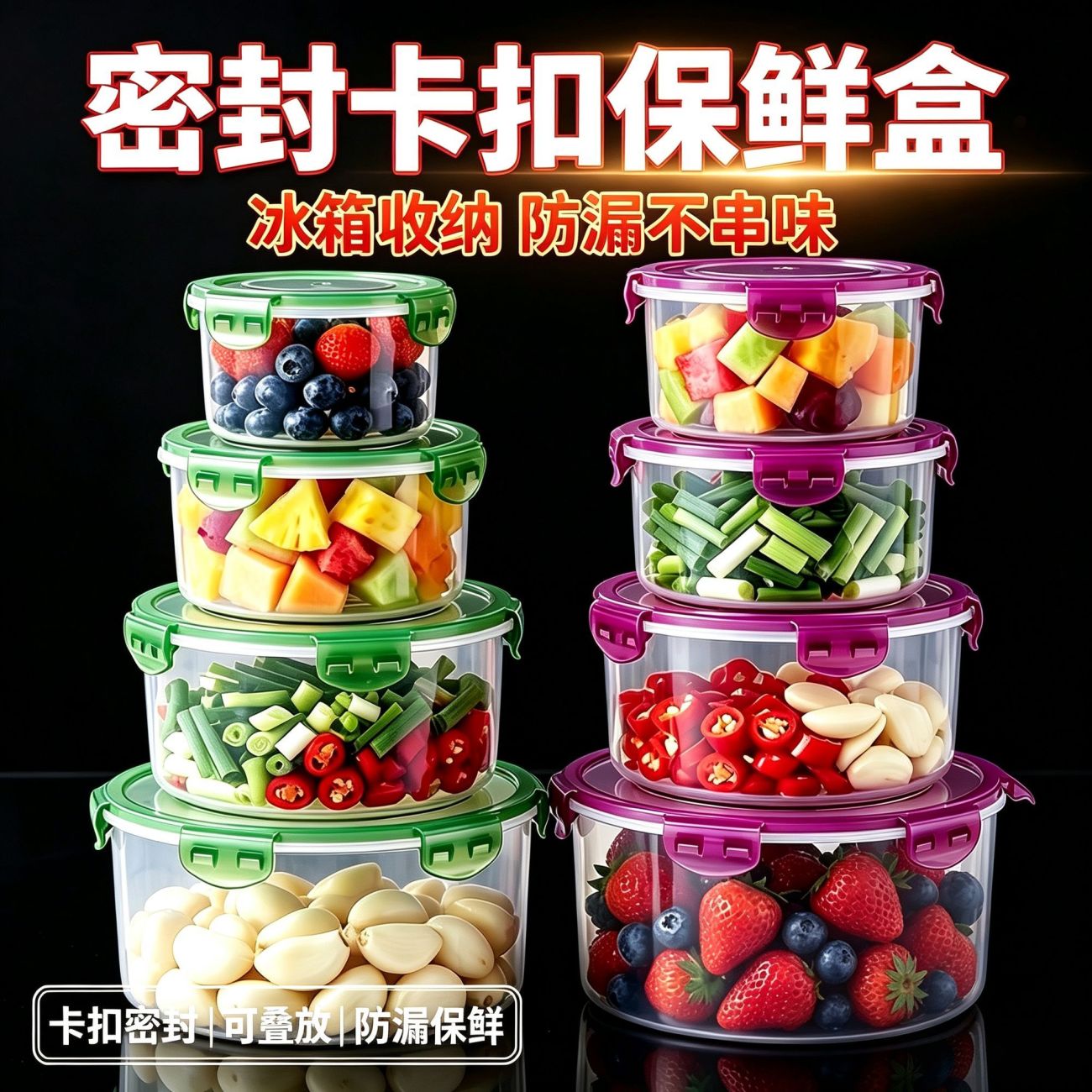 加厚圆形保鲜盒微波炉加热冰箱
