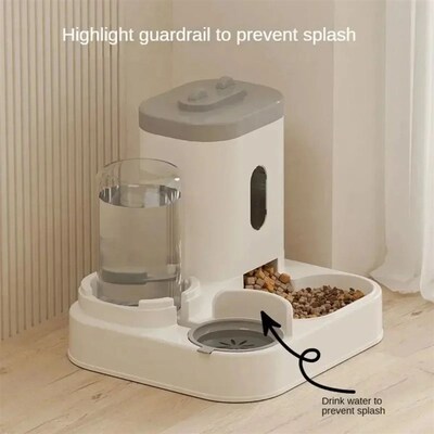 Automatic Feeder Dog Cat wFood Bowl With Water Fountain Larg