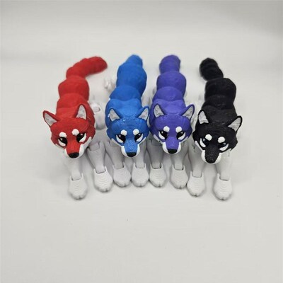 3D打印b狼狗哈士奇公仔儿童玩具关节可动野狼动物模型桌面摆件玩