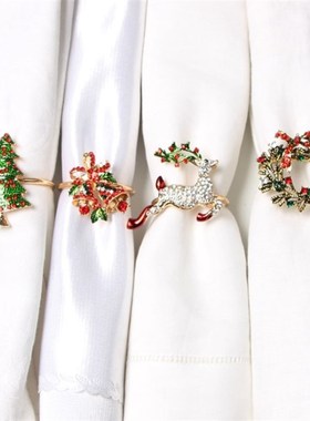6Pcsa Christmas Napkin Ring Holders Xmas table Decoration圣