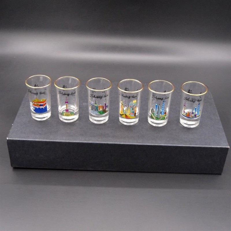 souvenidr 6-pack tequila base shot glass set shanghai china