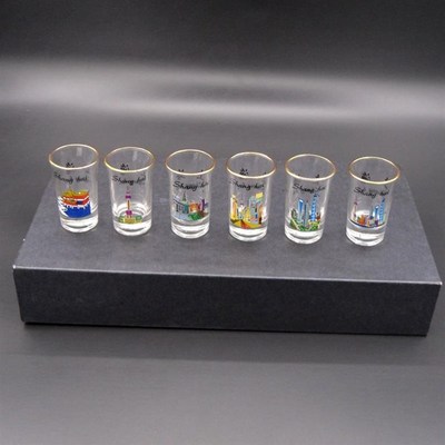 souvenidr 6-pack tequila base shot glass set shanghai china